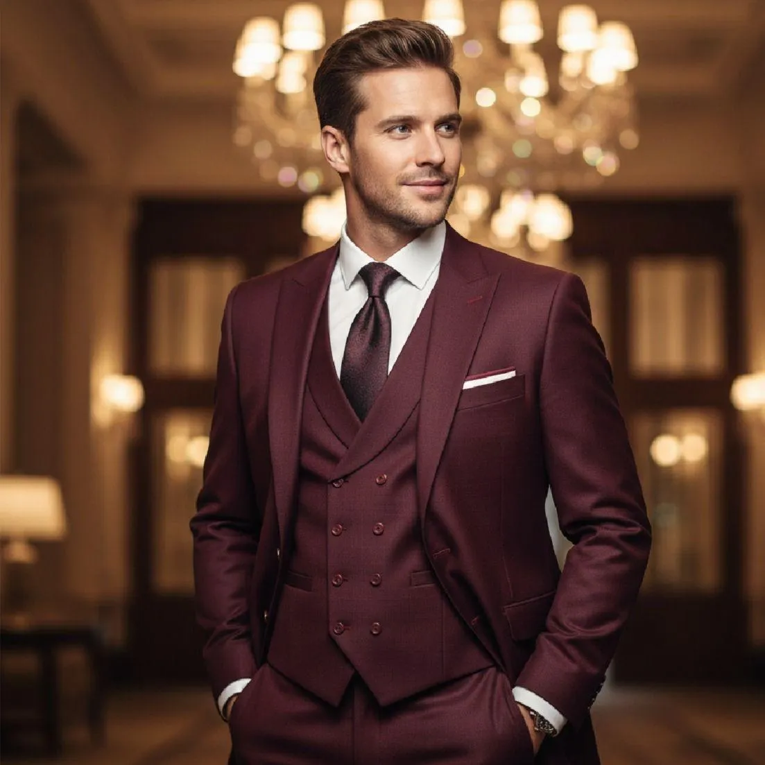 Burgundy tuxedo